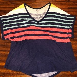 Striped “Slub” Boat neck T-shirt